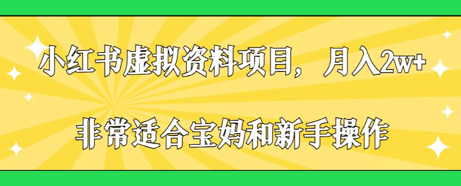 小红书虚拟资料项目，月入2w+，非常适合宝妈和新手操作【揭秘】-启学项目网