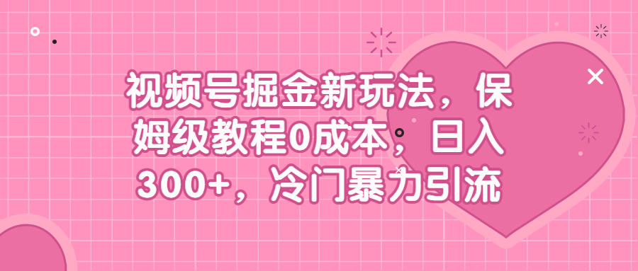 视频号掘金新玩法教程,0成本，日入300+，冷门暴力引流-启学项目网
