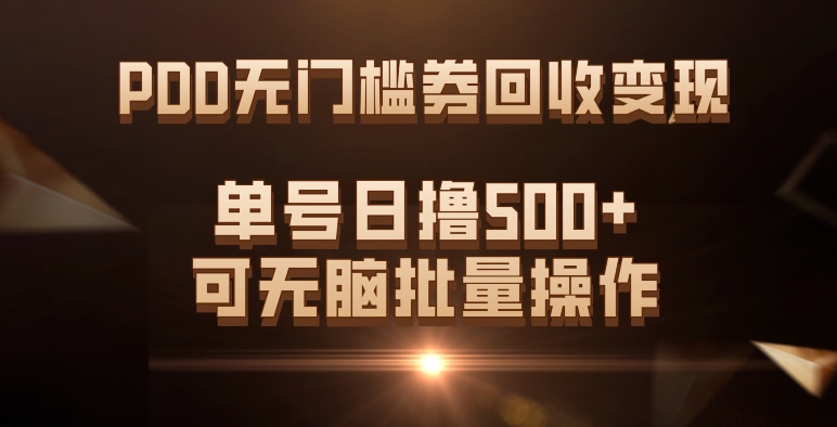PDD无门槛券回收变现，单号日撸500+，可无脑批量操作-启学项目网