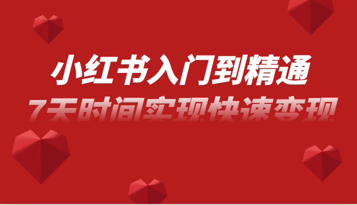 小红书入门到精通课，无货源电商实操运营，7天时间实现快速变现-启学项目网