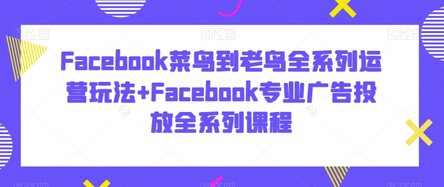 FACEBOOK菜鸟到老鸟全系列运营玩法+FACEBOOK专业广告投放全系列课程-启学项目网