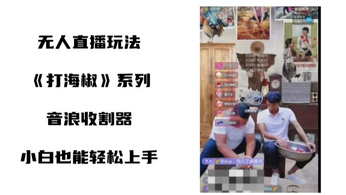 无人直播打海椒整蛊项目，新手轻松上手撸音浪收割器（教程+工具+素材）-启学项目网
