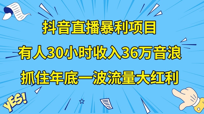 抖音直播暴利项目，有人30小时收入36万音浪，公司宣传片年会视频制作，抓住年底一波流量大红利-启学项目网