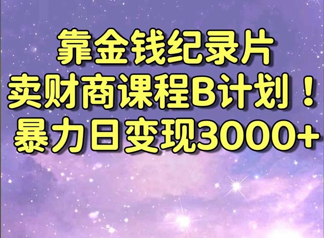 靠金钱纪录片卖财商课程B计划！暴力日变现3000+，喂饭式干货教程！-启学项目网