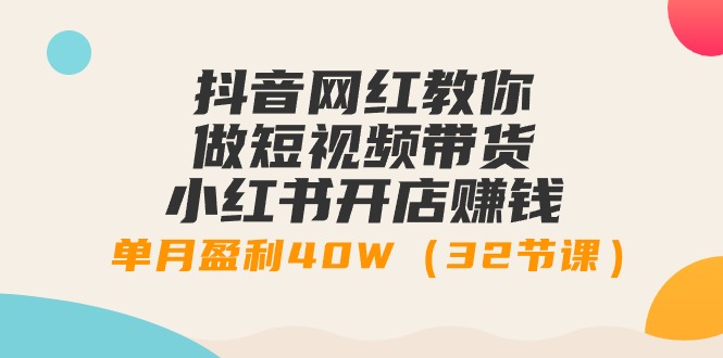 抖音网红教你做短视频带货+小红书开店赚钱，单月盈利40W（32节课）-启学项目网