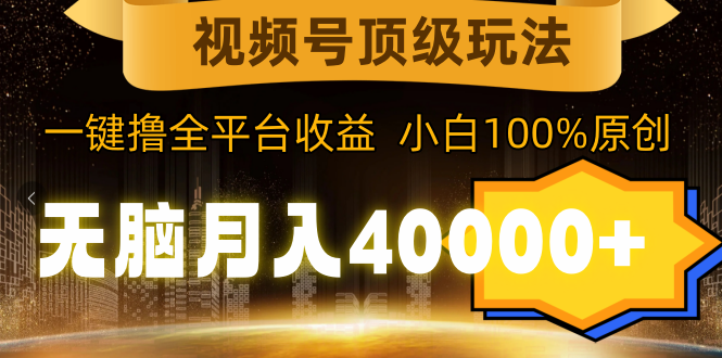 视频号顶级玩法，无脑月入40000+，一键撸全平台收益，纯小白也能100%原创-启学项目网