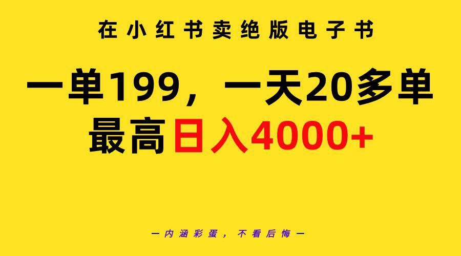 在小红书卖绝版电子书，一单199 一天最多搞20多单，最高日入4000+教程+资料-启学项目网