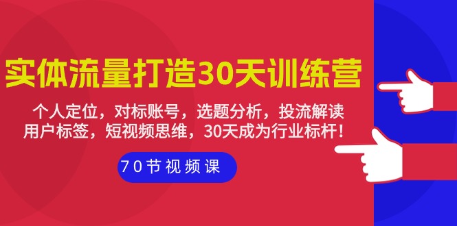 30天实体店铺流量打造训练营：个人定位，对标账号，选题分析，投流解读-70节-启学项目网