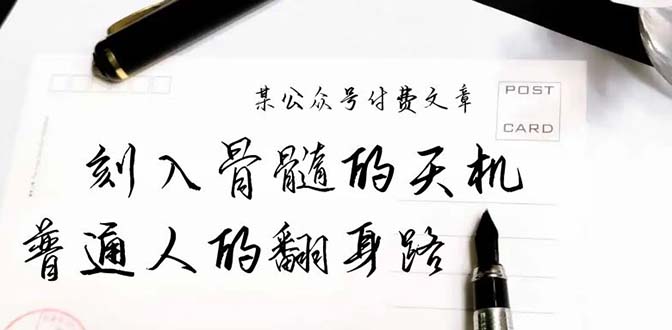 某公众号付费文章：刻入骨髓的天机，揭露“普通人的翻身路” 这件通天大事-启学项目网