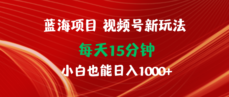 蓝海项目视频号新玩法 每天15分钟 小白也能日入1000+-启学项目网
