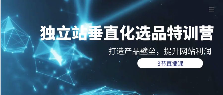 独立网站垂直化选品训练营，打造产品壁垒，提升网站利润（3节直播课）-启学项目网