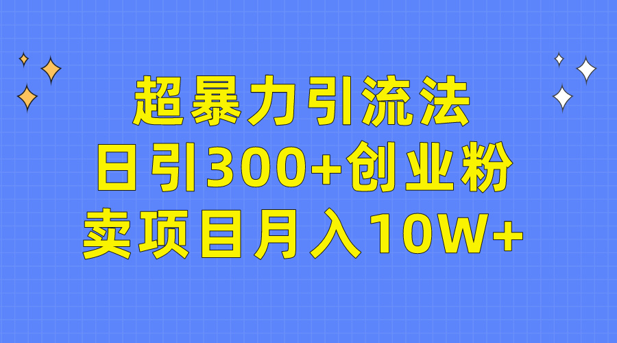 轻松超暴力引流法，日引300+创业粉，卖项目月入10W+-启学项目网