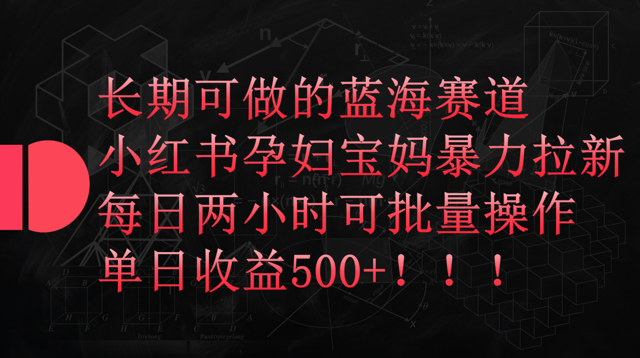 小红书孕妇宝妈暴力拉新项目，每天两小时，单日收益500+-启学项目网