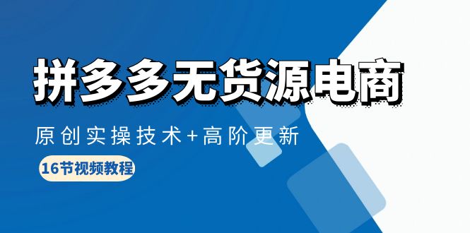 拼多多无货源电商课程：原创实操技术+高阶更新（16节视频教程）-启学项目网