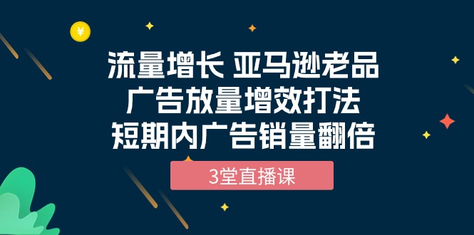 流量增长课程：亚马逊老品广告放量增效打法，短期内广告销量翻倍（3堂直播课）-启学项目网