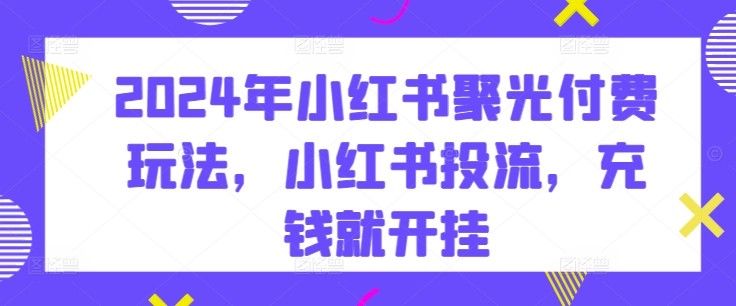 2024小红书投流：聚光付费攻略，解锁流量变现新姿势-启学项目网