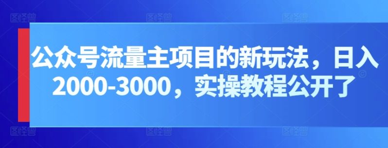 公众号流量主项目，打造公众号盈利新途径：我的日入2000-3000元实操攻略-启学项目网