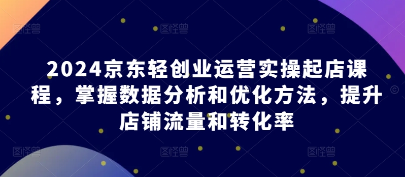 2024京东轻创业运营实操起店课程，掌握数据分析和优化方法，提升店铺流量和转化率-启学项目网