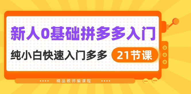 新人拼多多运营实操：0基础小白快速入门指南（21节课）-启学项目网