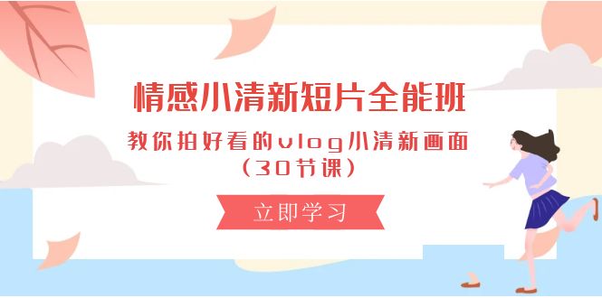 情感 小清新短片-全能班，教你拍好看的vlog小清新画面 (30节课)-启学项目网