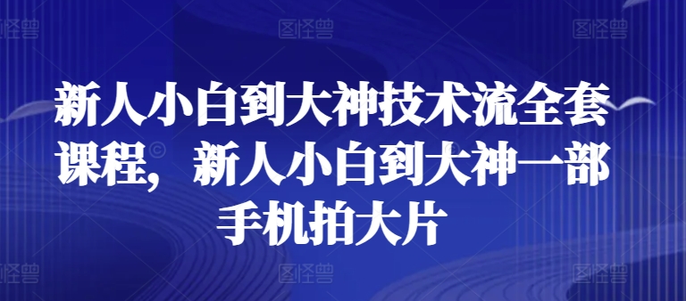 新人小白到大神技术流全套课程，新人小白到大神一部手机拍大片-启学项目网
