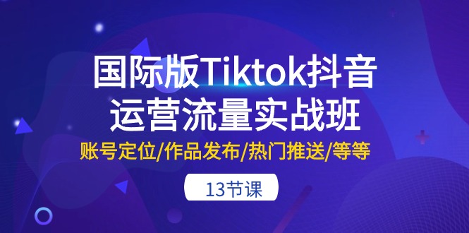 国际版Tiktok抖音运营流量实战班：账号定位/作品发布/热门推送/等等-13节-启学项目网