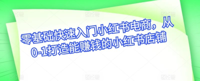 小红书电商实战宝典：从开店到爆款，轻松实现月入过万-启学项目网