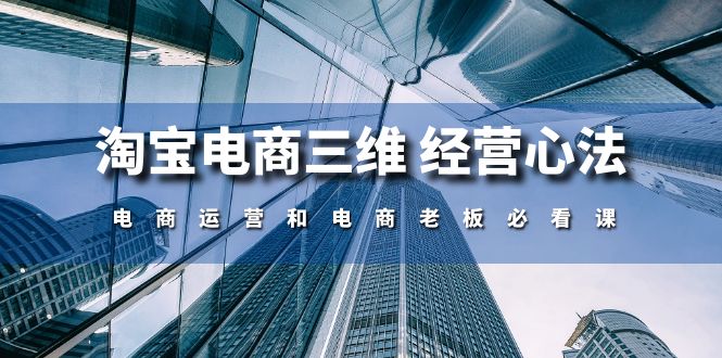淘宝电商三维 经营心法：电商运营和电商老板必看课（59节课）-启学项目网
