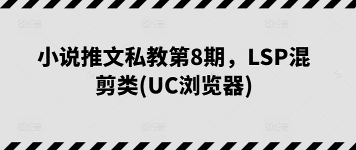 小说推文私教第8期，LSP混剪类(UC浏览器)-启学项目网