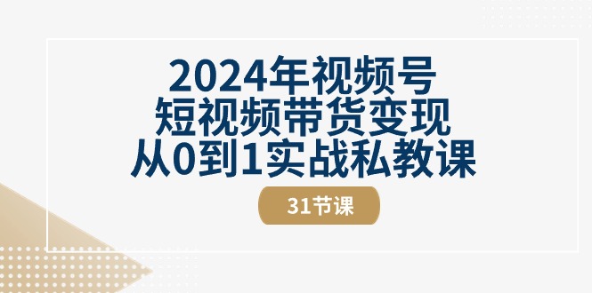 2024年视频号短视频带货变现从0到1实战私教课（31节视频课）-启学项目网