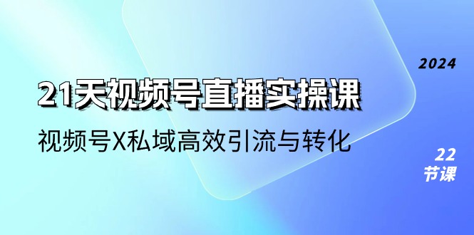 21天-视频号直播实操课，视频号X私域高效引流与转化（22节课）-启学项目网