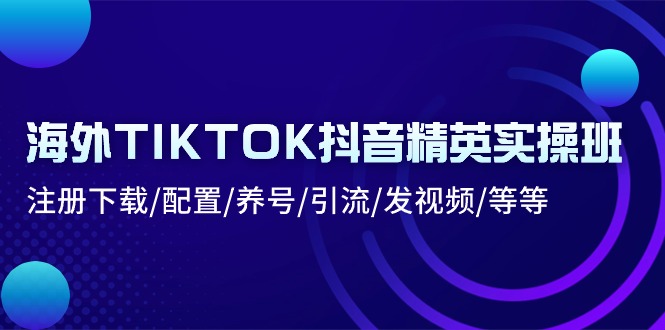 海外TIKTOK抖音精英实操班：注册下载/配置/养号/引流/发视频/等等-启学项目网