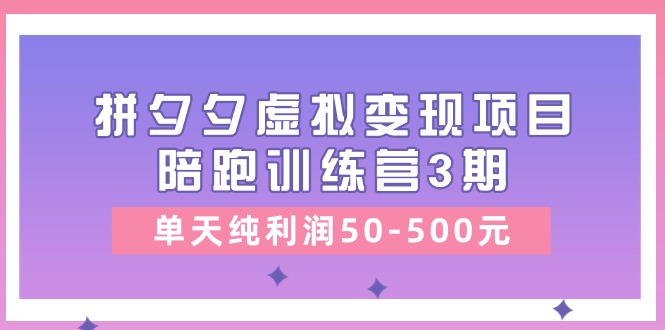某收费培训《拼夕夕虚拟变现项目陪跑训练营3期》单天纯利润50-500元-启学项目网