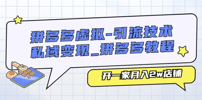 拼多多虚拟-引流技术与私域变现_拼多多教程：开一家月入2w店铺-启学项目网