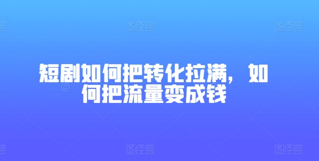 短剧如何把转化拉满，如何把流量变成钱-启学项目网
