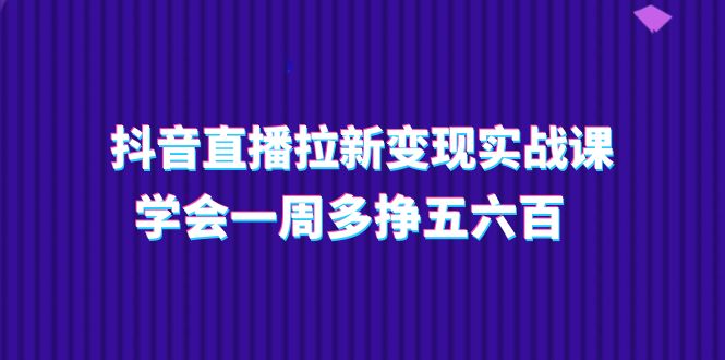 抖音直播拉新变现实操课，学会一周多挣五六百（15节课）-启学项目网
