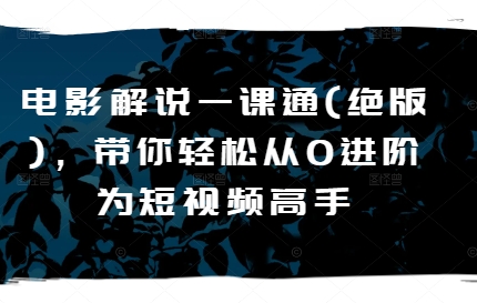 电影解说一课通(绝版)，带你轻松从0进阶为短视频高手-启学项目网