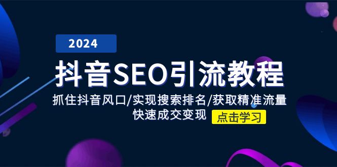 抖音 SEO引流教程：抓住抖音风口/实现搜索排名/获取精准流量/快速成交变现-启学项目网