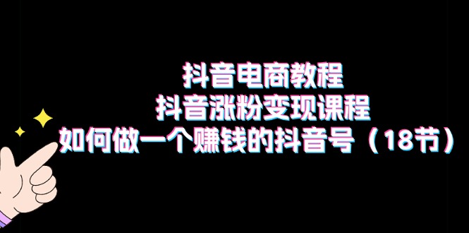 抖音电商教程：抖音涨粉变现课程：如何做一个赚钱的抖音号（18节）-启学项目网