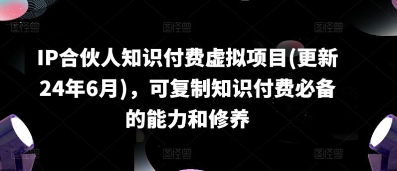 IP合伙人知识付费虚拟项目(更新24年6月)，可复制知识付费必备的能力和修养-启学项目网