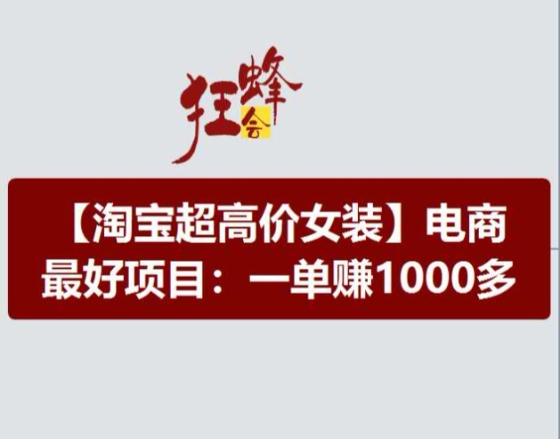 淘宝超高价女装项目，电商更好赛道，一单赚1000多-启学项目网