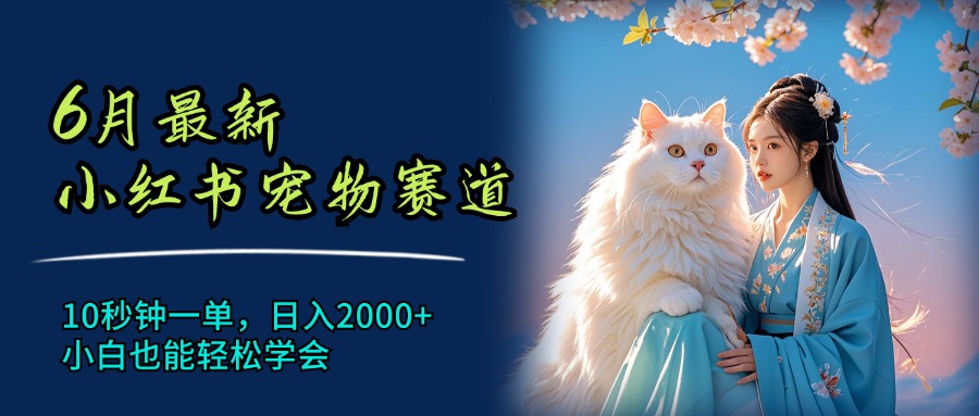 6月最新小红书宠物赛道，10秒钟一单，日入2000+，小白也能轻松学会-启学项目网