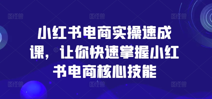 小红书电商实操速成课，让你快速掌握小红书电商核心技能-启学项目网
