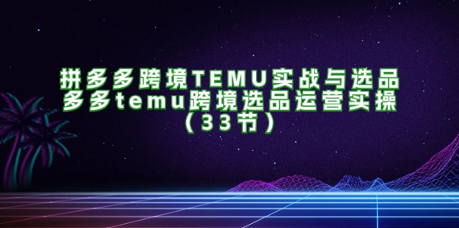 拼多多跨境TEMU实战与选品，多多temu跨境选品运营实操（33节）-启学项目网