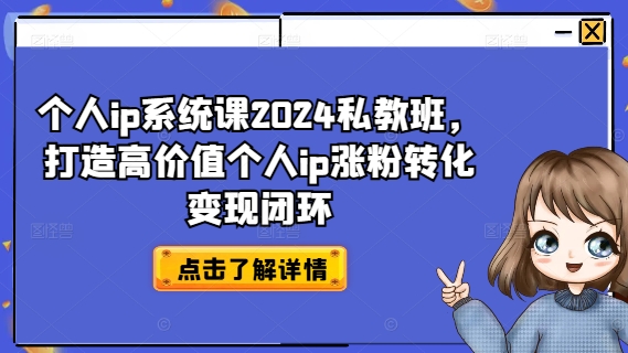 个人IP系统课2024私教班，打造高价值个人IP涨粉转化变现闭环-启学项目网
