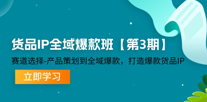 货品IP全域爆款班【第3期】赛道选择-产品策划到全域爆款，打造爆款货品IP-启学项目网