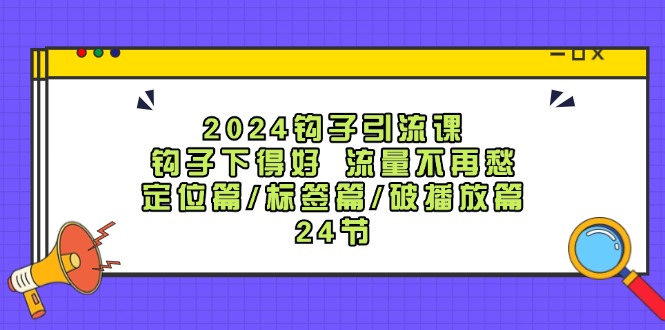 2024钩子·引流课：钩子下得好 流量不再愁，定位篇/标签篇/破播放篇/24节-启学项目网