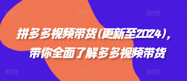 拼多多视频带货(更新至2024)，带你全面了解多多视频带货-启学项目网