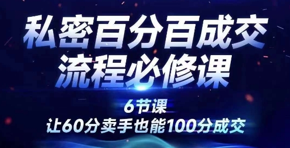 私密百分百成交流程线上训练营，绝对成交，让60分卖手也能100分成交-启学项目网
