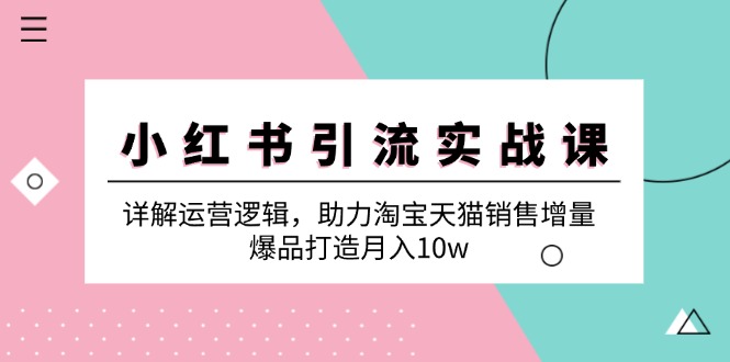 小红书引流实战课：详解运营逻辑，助力淘宝天猫销售增量，爆品打造月入10w-启学项目网